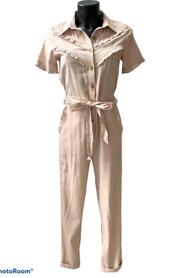 Wholesaler Graciela Paris - Cotton jumpsuit. details of ruffles on the bust. pockets