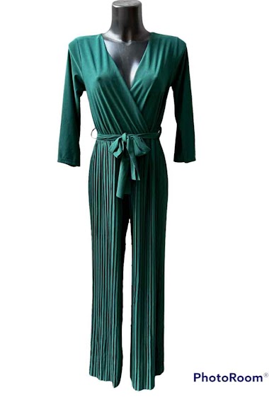 Wholesaler Graciela Paris - Jumpsuit in stretch viscose. pleated at the bottom. 3/4 sleeves
