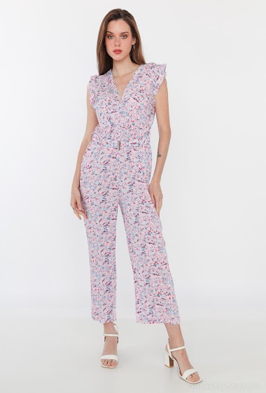 Wholesaler Graciela Paris - Floral jumpsuit with pleated sleeves