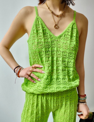 Wholesaler Graciela Paris - openwork vest to tie in cotton knit