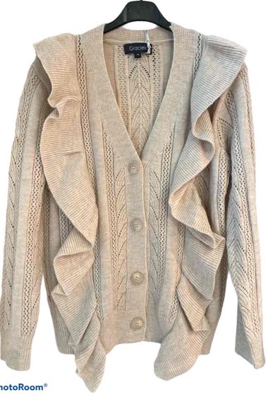 Wholesaler Graciela Paris - Buttoned cardigan. set of ruffles on each side of the bust