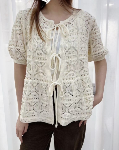 Wholesaler Graciela Paris - openwork vest to tie in cotton knit