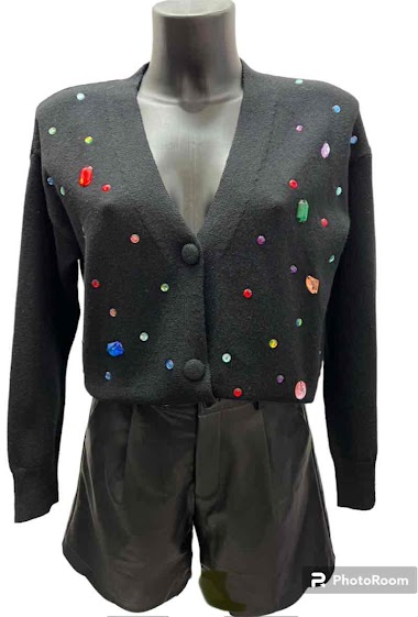 Mayorista Graciela Paris - Short cardigan embellished with multicolored beadwork