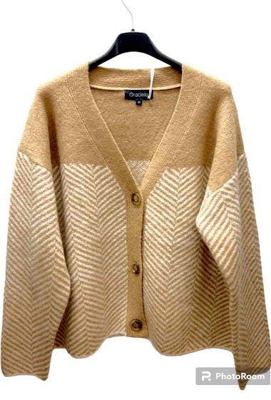 Wholesaler Graciela Paris - Short cardigan in chevron pattern jacquard. soft and warm