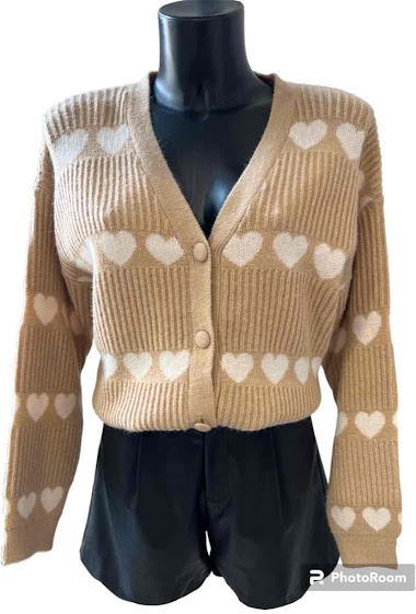 Wholesaler Graciela Paris - Short cardigan in heart pattern jacquard