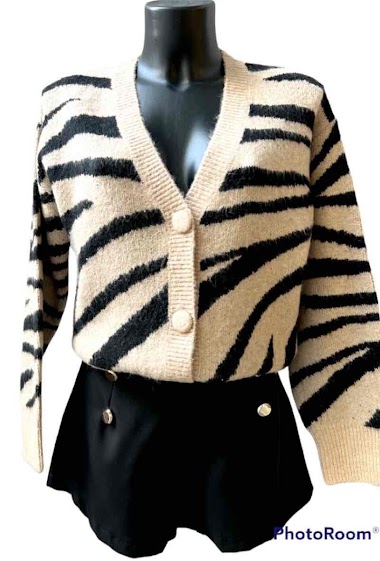 Mayorista Graciela Paris - Short cardigan in zebra pattern jacquard