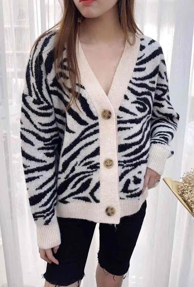 Wholesaler Graciela Paris - Short cardigan in zebra pattern jacquard