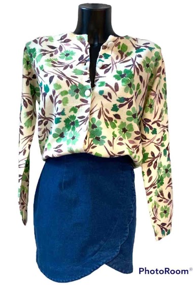 Wholesaler Graciela Paris - Floral print short cardigan. Round neck