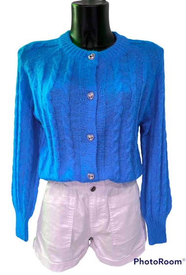 Wholesaler Graciela Paris - Short cardigan. lightweight woven knit with twisted patterns