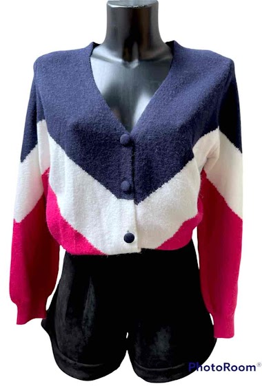 Wholesaler Graciela Paris - Short Tricolor cardigan in symmetry