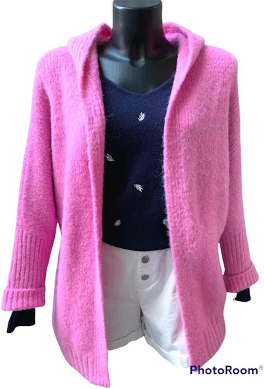 Großhändler Graciela Paris - Large mesh hooded mid-lenght cardigan. soft and comfortable
