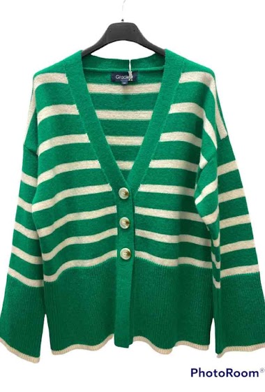 Wholesaler Graciela Paris - Striped cardigan. flared cut and straight sleeves