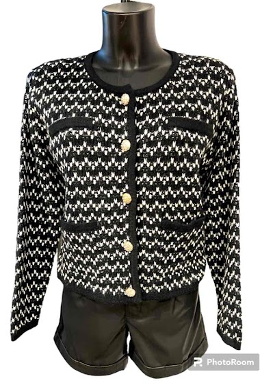 Wholesaler Graciela Paris - Officer-style vest in speckled jacquard knit