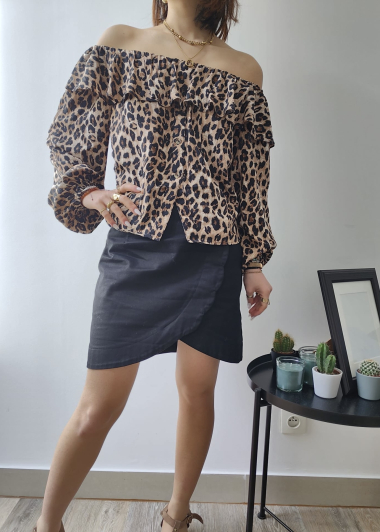 Mayorista Graciela Paris - Top con hombros descubiertos de leopardo