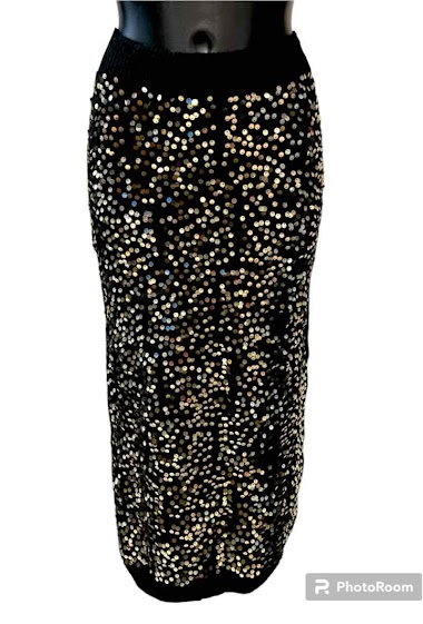Wholesaler Graciela Paris - Sequin embroidered knit long and straight skirt
