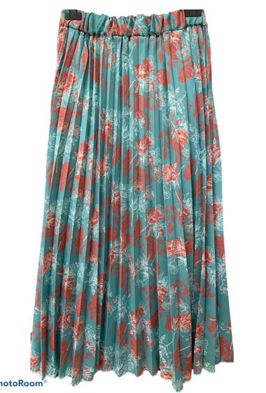 Wholesaler Graciela Paris - Long satin pleated and printed skirt