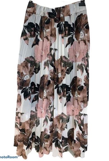 Mayorista Graciela Paris - Long pleated and printed skirt