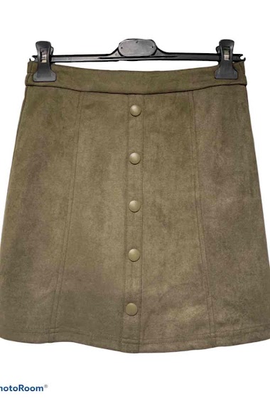 Wholesaler Graciela Paris - Mini skirt in suede. faux decorative buttons on the front