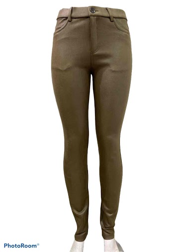 Wholesaler Graciela Paris - Shiny trousers  in imitation suede, elastic waist button