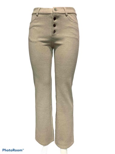 Wholesaler Graciela Paris - Straight-leg stretch wool-effect trousers, button opening