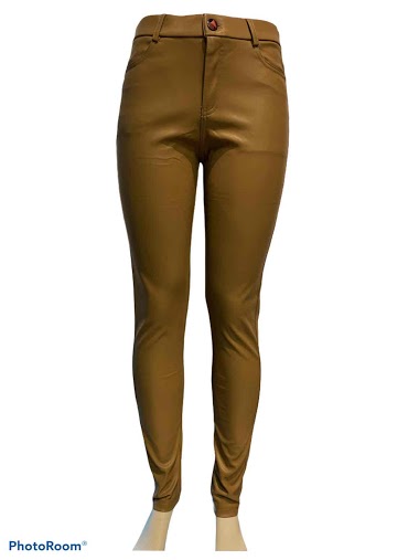 Grossiste Graciela Paris - Pantalon en simili cuir stretch avec zip ceinture élastique