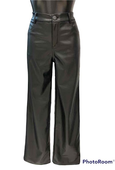 Wholesaler Graciela Paris - Faux leather trousers. wide straight fit