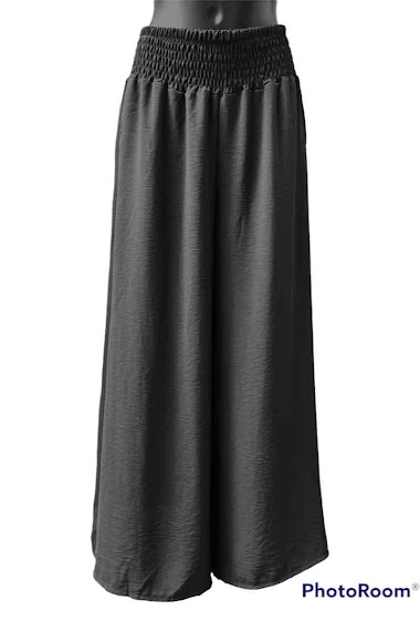 Grossiste Graciela Paris - Pantalon jupe culotte. large et fluide. ceinture elastiquée. smokée