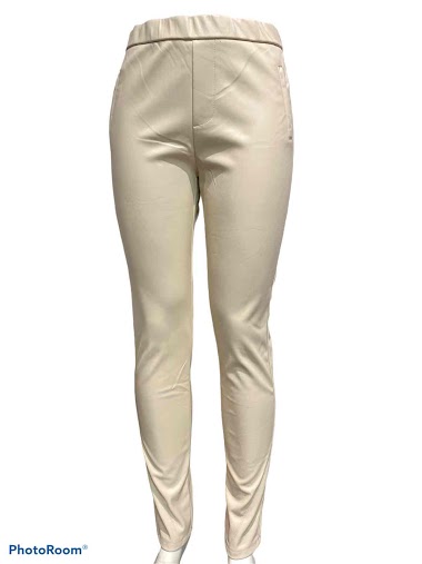 Grossiste Graciela Paris - Pantalon legging  en simili cuir stretch avec ceinture élastiques