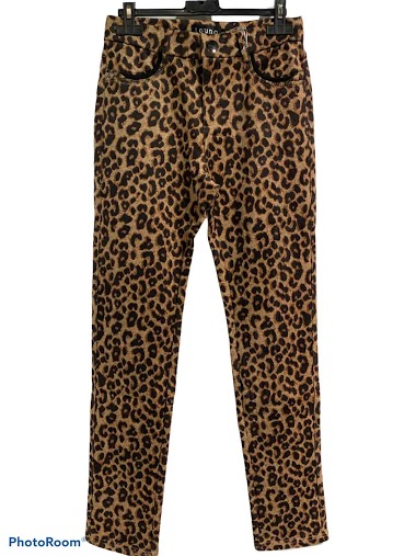 Großhändler Graciela Paris - Suede-effect stretch pants, leopard print