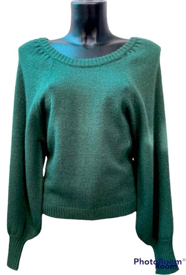 Großhändler Graciela Paris - Sweater with wide round neck and balloon sleeves