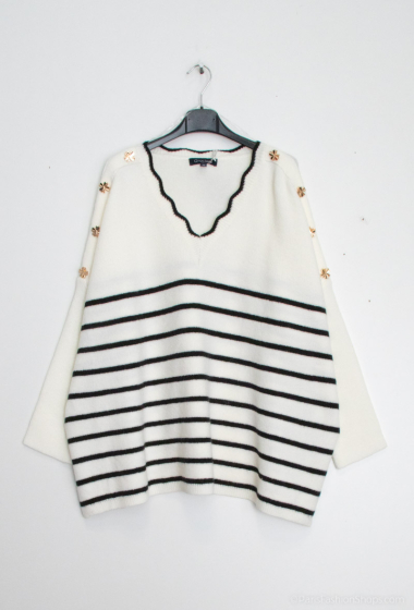 Wholesaler Graciela Paris - Striped V-neck sweater