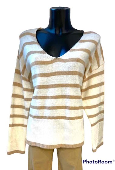 Wholesaler Graciela Paris - Striped sweater V-neck