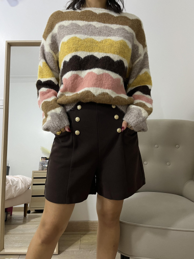 Wholesaler Graciela Paris - Sweater with multicolored wave stripes