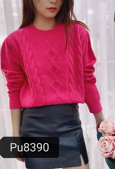 Wholesaler Graciela Paris - Crew neck round neck sweater. twisted pattern volume play on the front