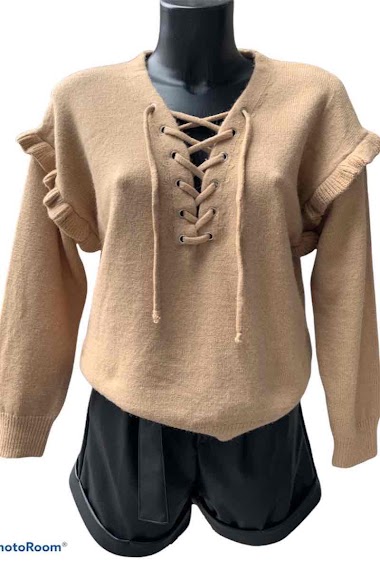 Wholesaler Graciela Paris - V-neck sweater with lacing