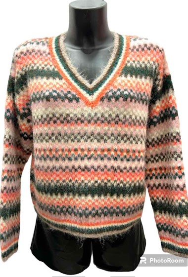 Mayorista Graciela Paris - Patterned jacquard sweater. thick and soft knit. v-neck