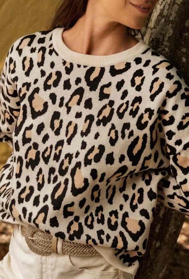 Mayorista Graciela Paris - Leopard pattern jacquard sweater. round neck