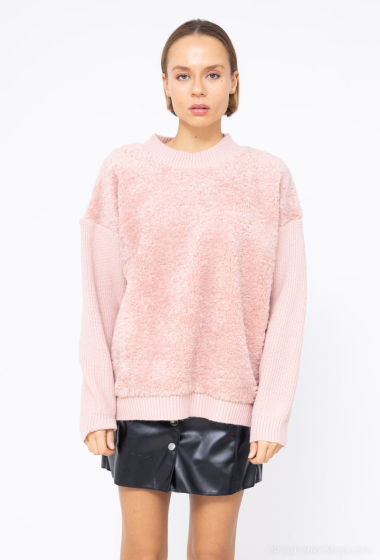 Wholesaler Graciela Paris - Knitted and toupee sweater. round crew neck