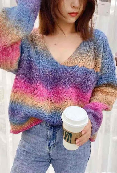 Wholesaler Graciela Paris - Tie and dye sweater. puffed sleeves