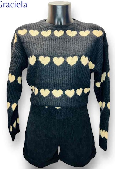 Großhändler Graciela Paris - Pullover mit Herzstreifen