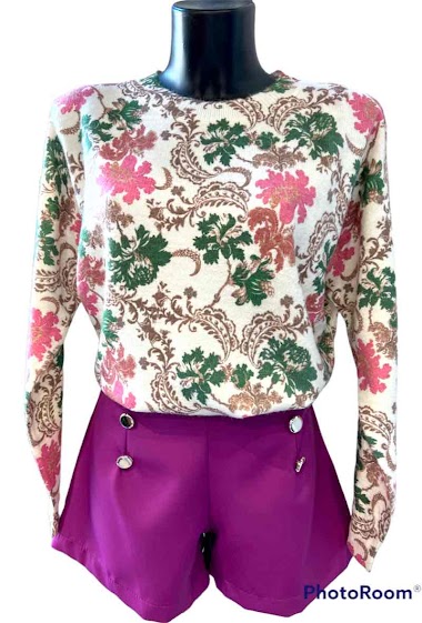 Wholesaler Graciela Paris - Floral print sweater. round neck