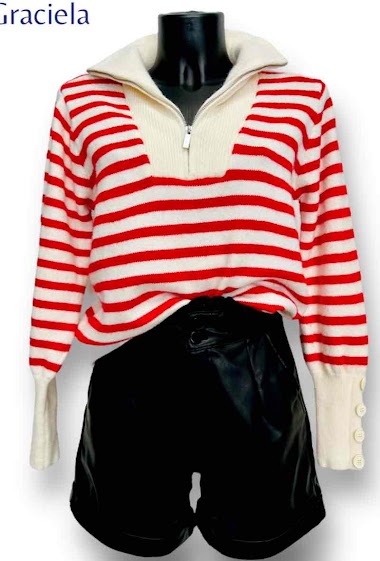Wholesaler Graciela Paris - Sailor sweater with zipped collar