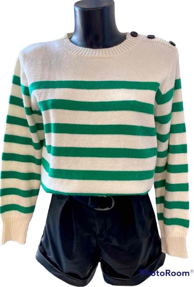 Wholesaler Graciela Paris - Sailor sweater round neck with buttoned opening on one side