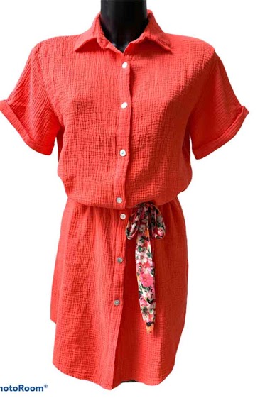 Wholesaler Graciela Paris - Short cotton gauze shirt dress