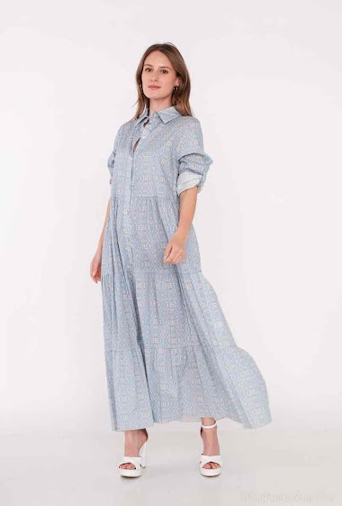 Großhändler Graciela Paris - Long printed viscose shirt dress