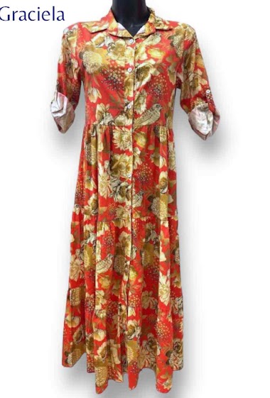 Großhändler Graciela Paris - Long printed viscose shirt dress