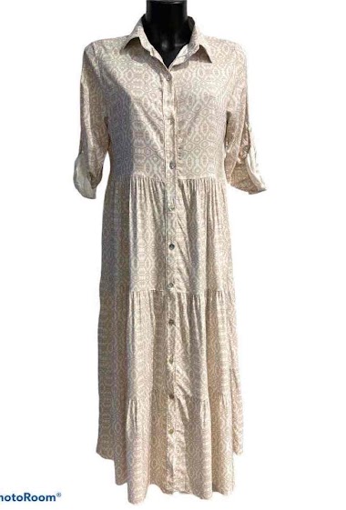 Grossistes Graciela Paris - Robe chemise longue en viscose imprime