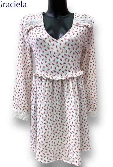 Wholesaler Graciela Paris - Loose short dress in printed cotton gauze
