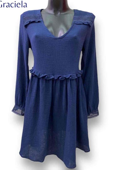 Wholesaler Graciela Paris - Loose short dress in printed cotton gauze