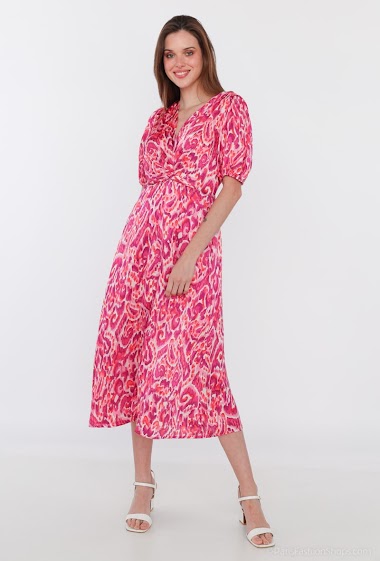 Wholesaler Graciela Paris - Abstract printed summer dress split in front